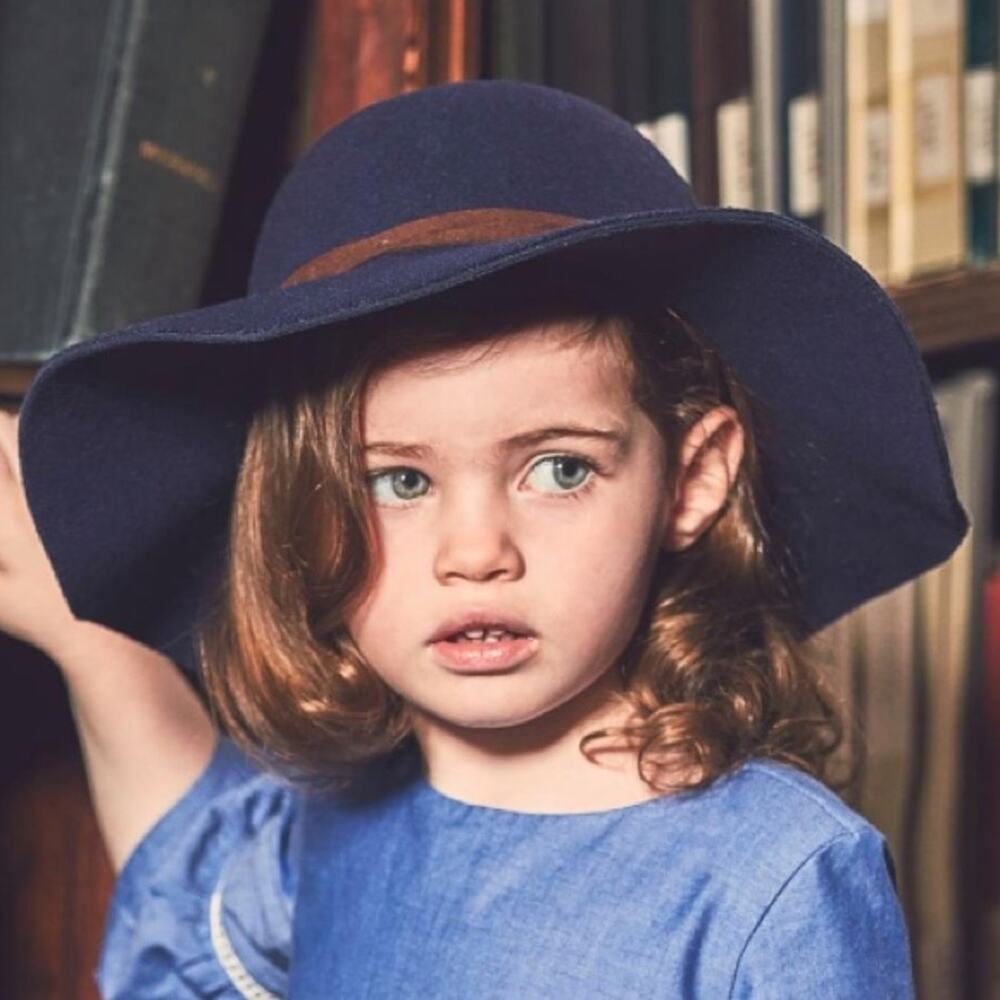 Janie and Jack Baby Girls Equestrian Navy Wide Brim Hat, 6-12M - NWT